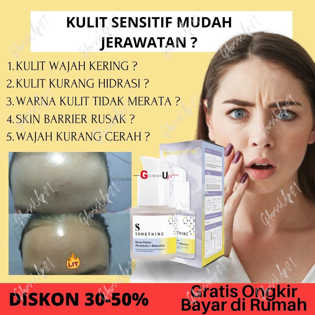 Serum Wajah Penghilang Bruntusan Dan Bekas Jerawat SOMETHINC Revive Potion 3% Arbutin + Bakuchiol Serum Jerawat Dan Bruntusan Perawatan Wajah