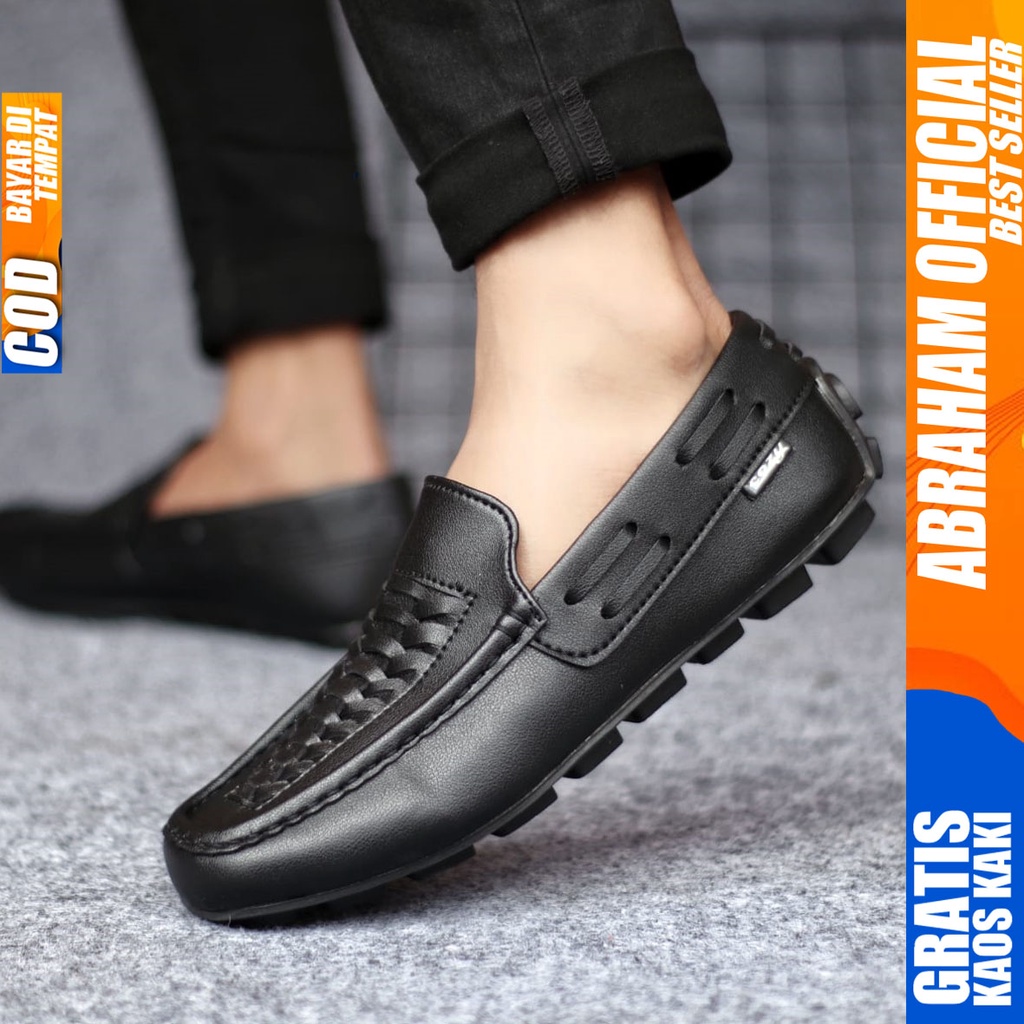 ABRHM x MORIZ Sepatu Casual Slip on Santai Kulit Sintetis Slop Cowok Anti Slip Ori