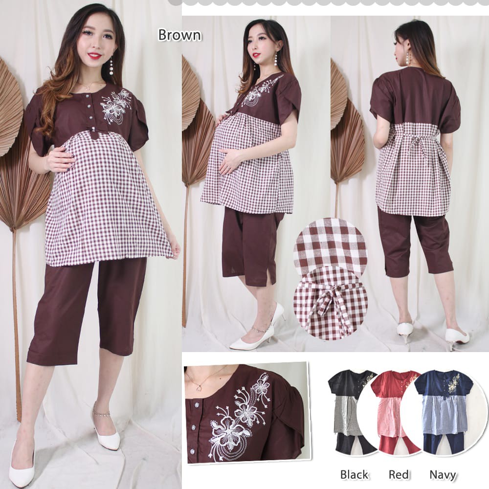 BAJU IBU HAMIL - SETELAN HAMIL MENYUSUI CASSUAL - PENDEK