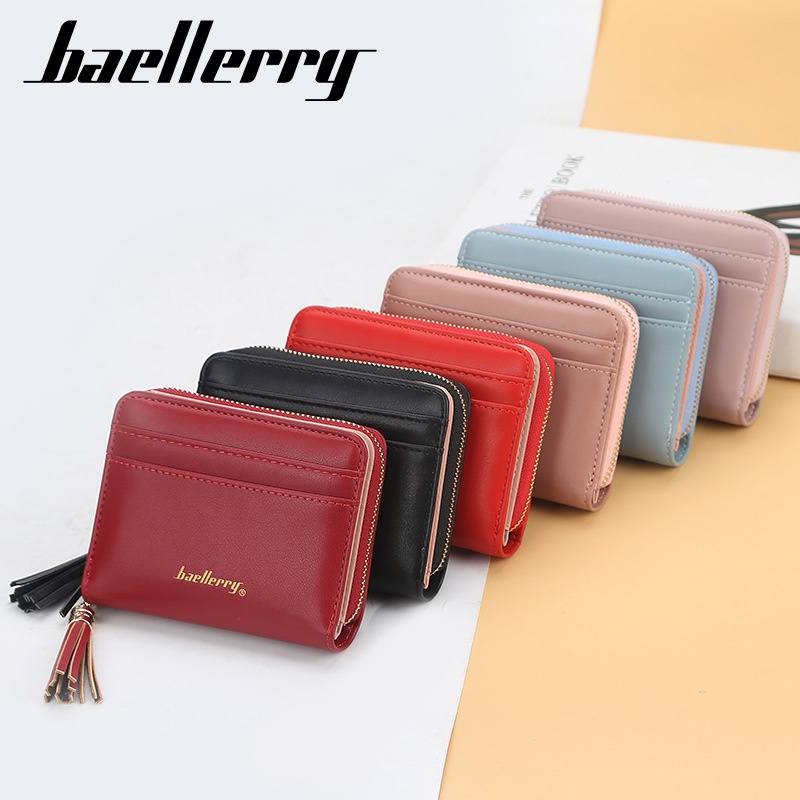 [BISA COD] BAELLERRY N1823 Dompet Wanita Pendek Bahan Kulit PU Leather Premium