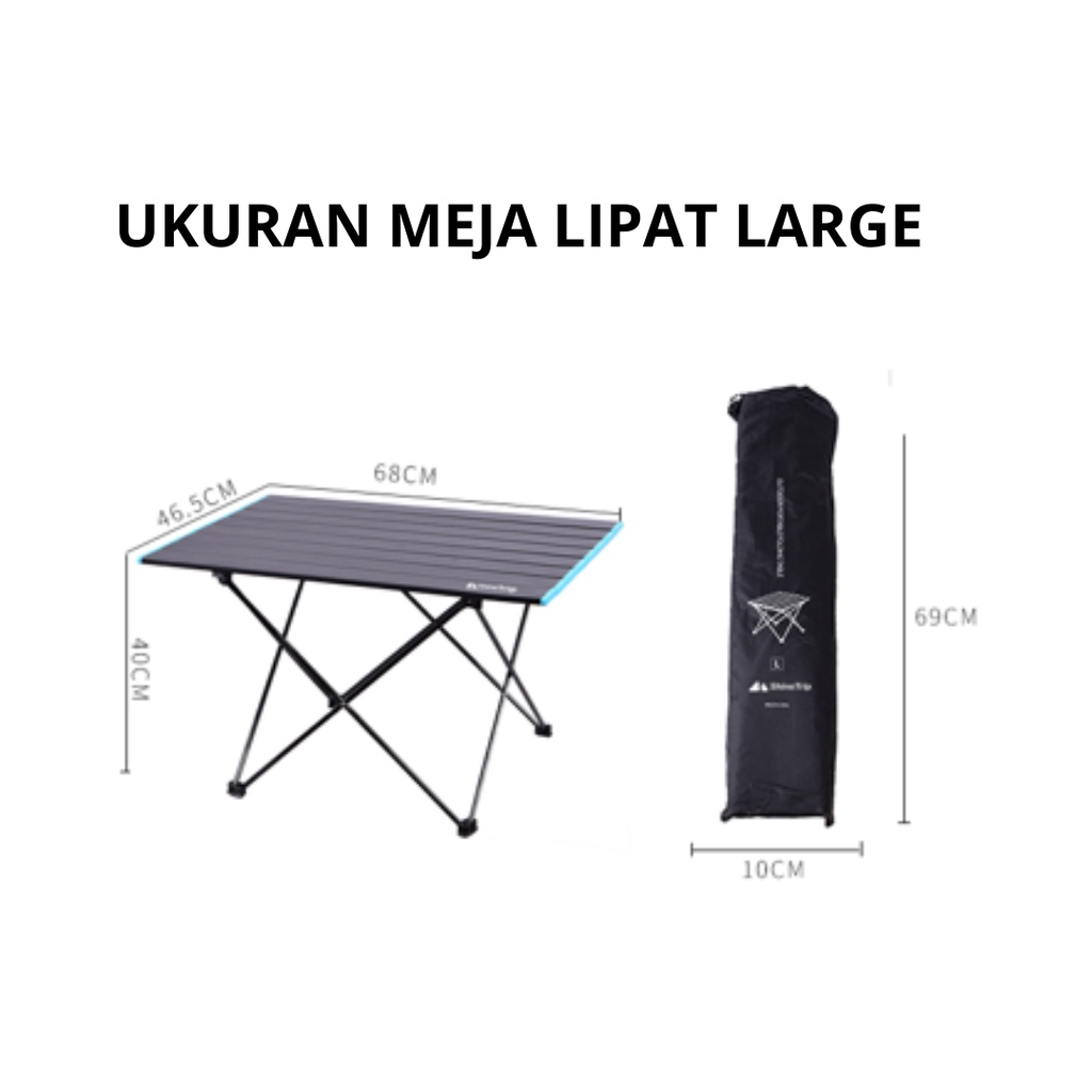 SEPADOO Meja Lipat Outdoor Large Hitam Camping Hiking Portabel