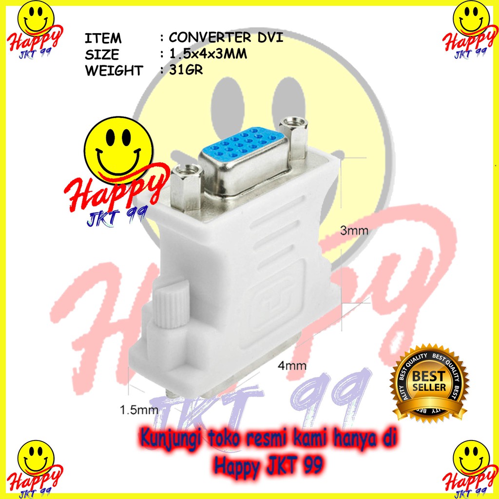 [ HAPPY JKT 99 ] CONVERTER KONEKTOR DVI TO VGA ORIGIANAL