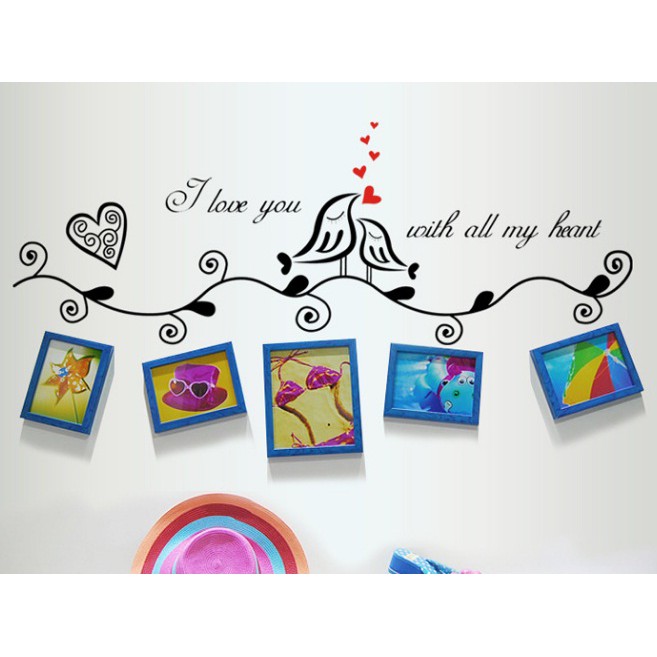 Wall Sticker / Stiker Dinding / Kaca Motif Sepasang Burung Cinta