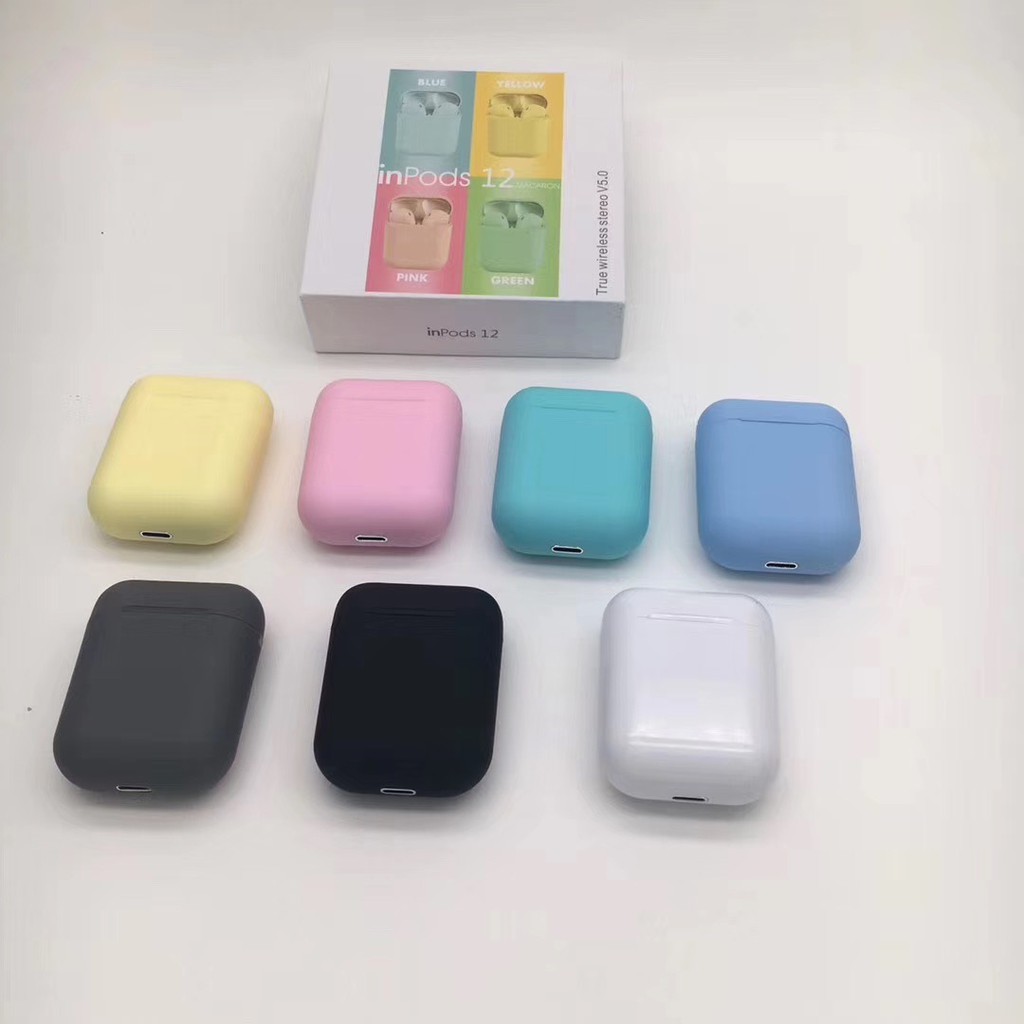 Headset Bluetooth Inpod 12 i12 Macaron TWS Original Android iOS Earphone Murah