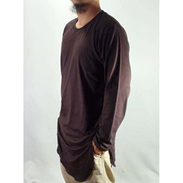 [COD]Kaos Kurta Pria O-neck Kaos Distro Lengan panjang _ kurta longline tshirt bigsize