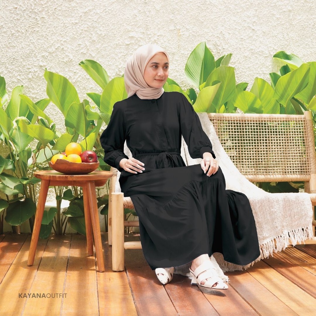 KYN Puffy Dress - Dress Korean Style Gamis Wanita Bahan Rayon Twill Premium
