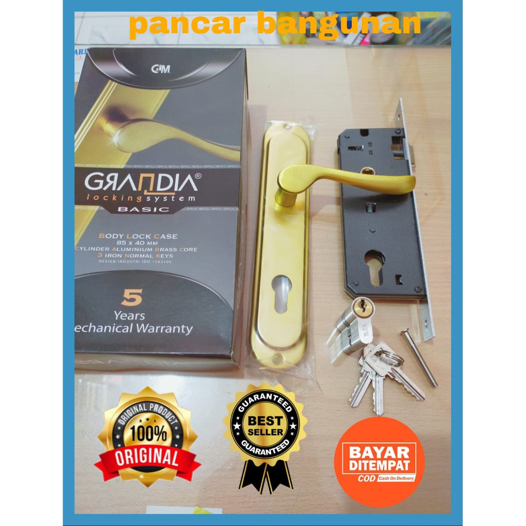KUNCI PINTU RUMAH BESAR GRANDIA COMPLIT GOLD - KUNCI PINTU GRANDIA BESAR SET 874 GOLD - DOOR HANDLE
