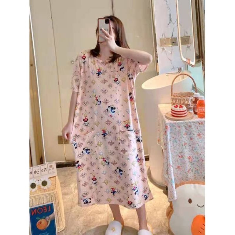 New Daster Jumbo Piyama Murah Import Piyama Import Wanita Daster Wanita Sleepwear Import free pouch-11