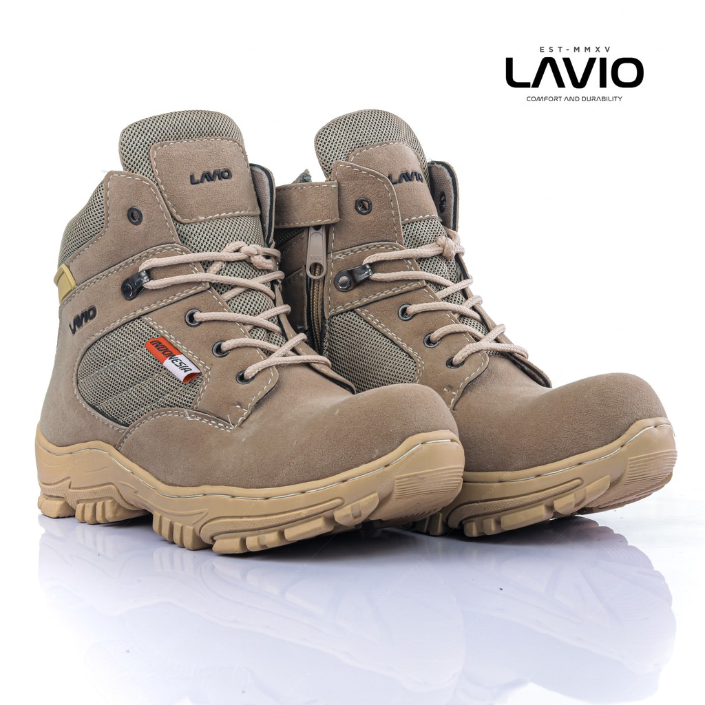 SEPATU BOOTS PRIA SAFETY UJUNG BESI GUNUNG BIKERS TOURING LAVIO DNS PENDEK ORIGINAL