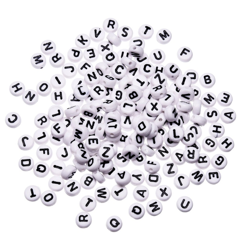 SIY  100x White Letter Alphabet Acrylic Loose Beads For Bracelet Jewelry DIY Finding