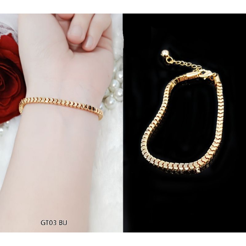 Xuping Gelang wanita motif Rantai Italy 17cm GT03-04 BU-Gold GT03 BU