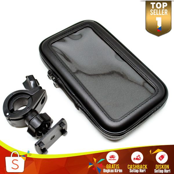 Universal Bike Mount Waterproof Case Smartphone 5.5-6 Inch Handle Motor Kuat Menjaga Handphone Aman