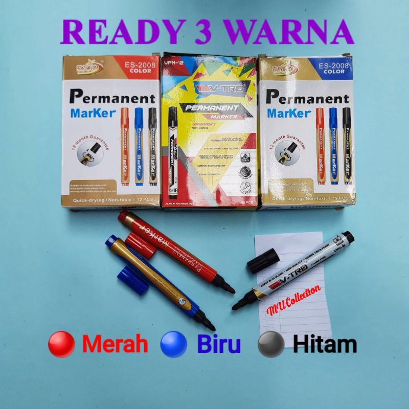 

Spidol permanen Esco & V-tro besar 3 warna pilihan - Marker Permanent
