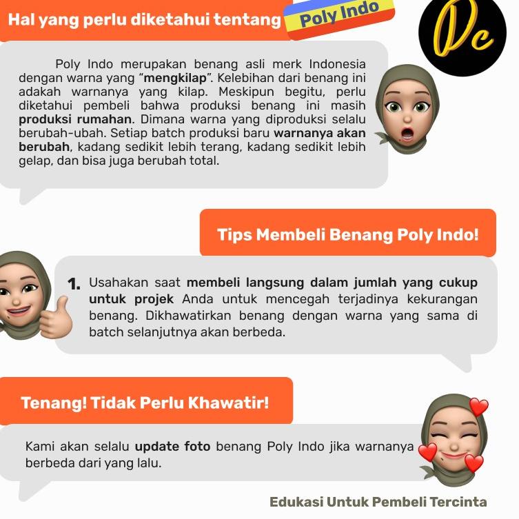 ㅯ BENANG RAJUT POLY INDO SERI COKLAT, POLY KILAP 100 GR ゎ
