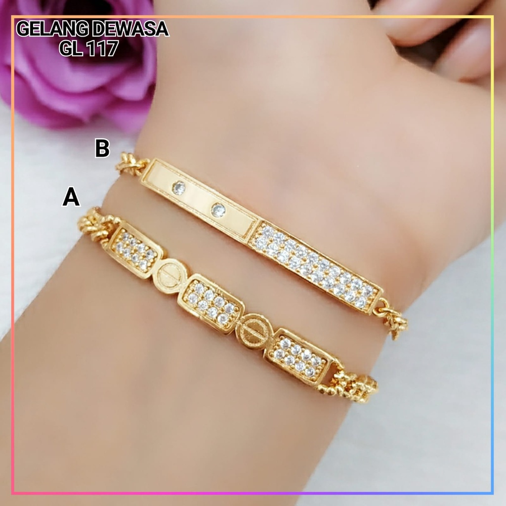 Gelang xuping gelang dewasa jurai rantai terbaru permata zirqon perhiasan lapis emas gold 18k GL 117