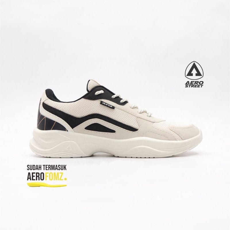 Aerostreet 37-40 Rose putih cream Natural Hitam - Sepatu Sneakers Casual Sport Pria Wanita Aero Street medan