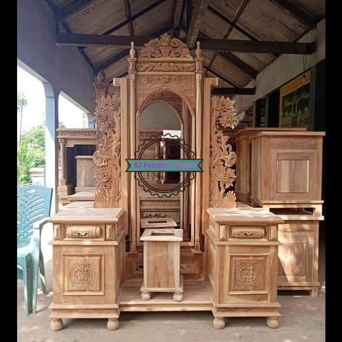 Meja rias full ukir Jepara - Tolet antik kayu jati mentahan