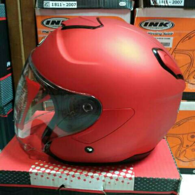 Helm KYT KYOTO Putih SOLID Hitam Merah Doff Gunmet Black Glossy Biru Doff Merah Ferarri Original KYT