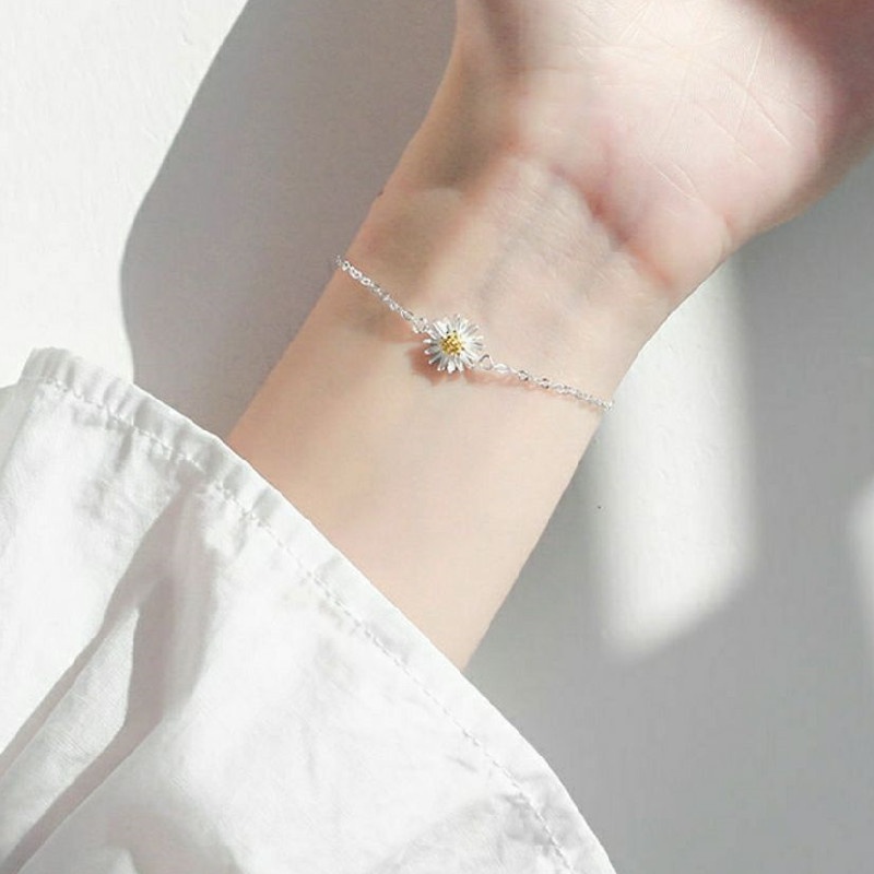 Set Perhiasan Kalung Anting Cincin Gelang Model Terbuka Dapat Disesuaikan Dengan Liontin Bunga Aster Untuk Wanita