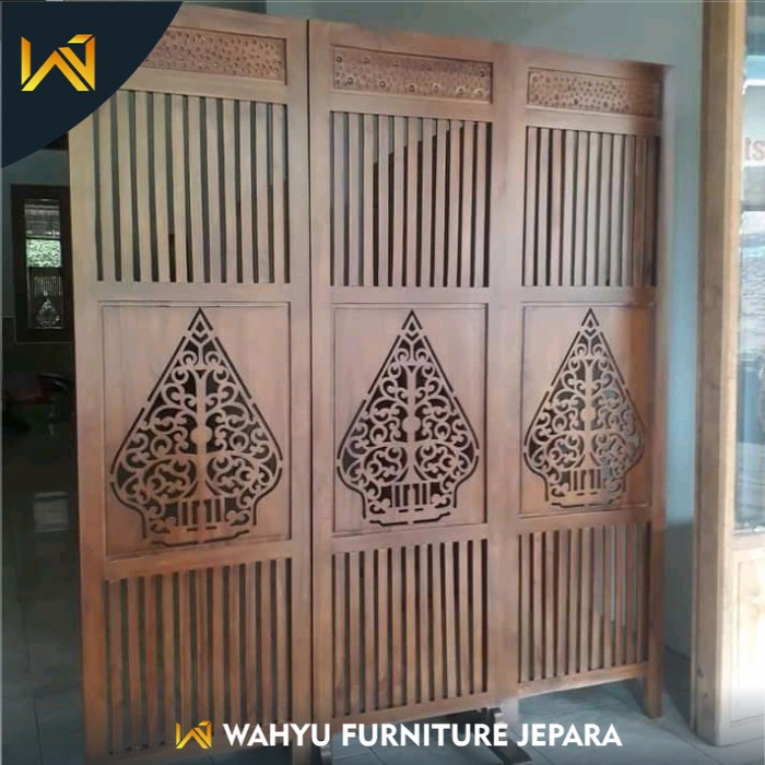 Sekat Pembatas Ruangan Lipat Kayu Jati Sketsel Pembatas Ruangan Lipat