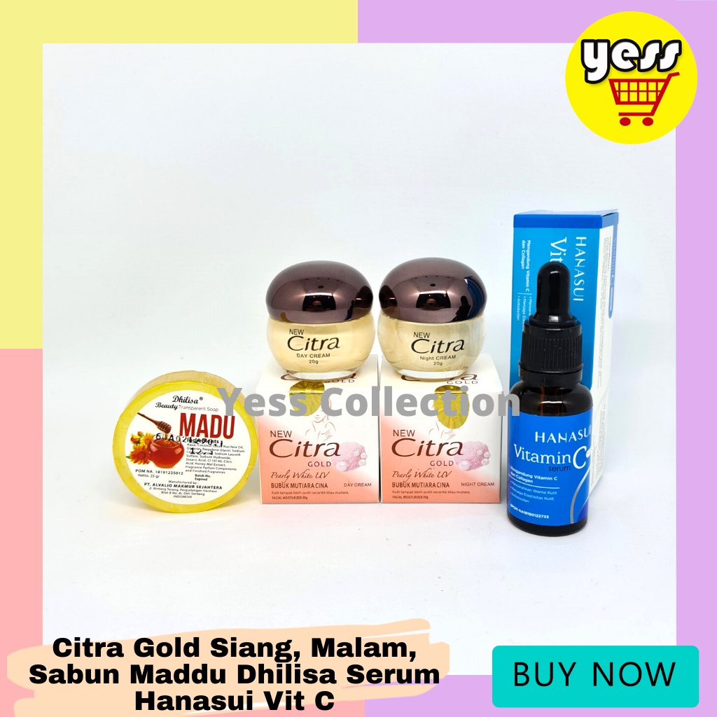 [ COD ] CITRA Gold Siang dan Malam + Sabun Madu Dhilisa + Serum Hanasui Vit C Paket 4in1