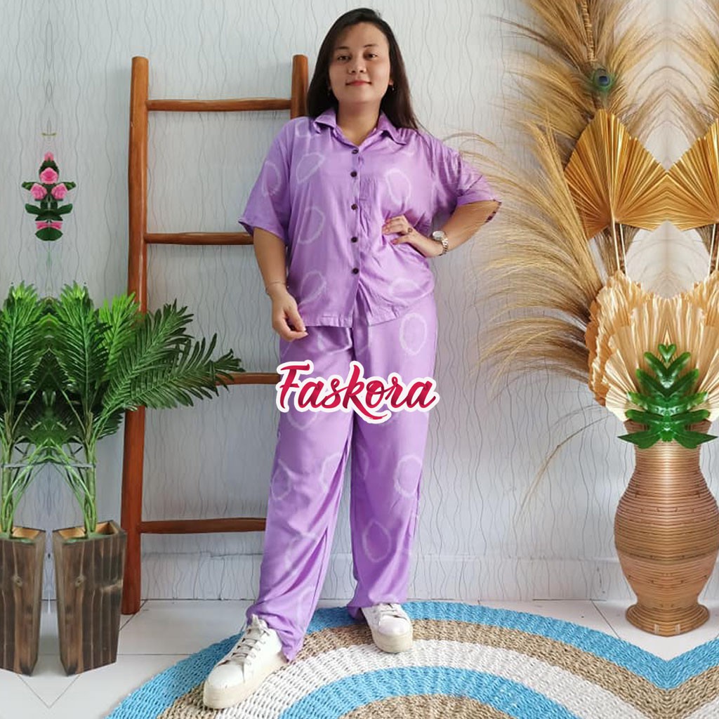 Kemeja Wanita Casual Lengan Pendek Murah / Kemeja Lengan Pendek Wanita Motif Sibori