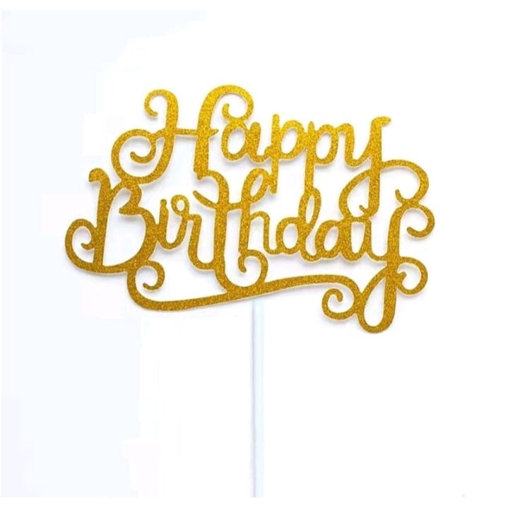 Cake Topper Glitter Happy Birthday Kertas Hiasan Kue / Tulisan Happy Birthday 1pcs