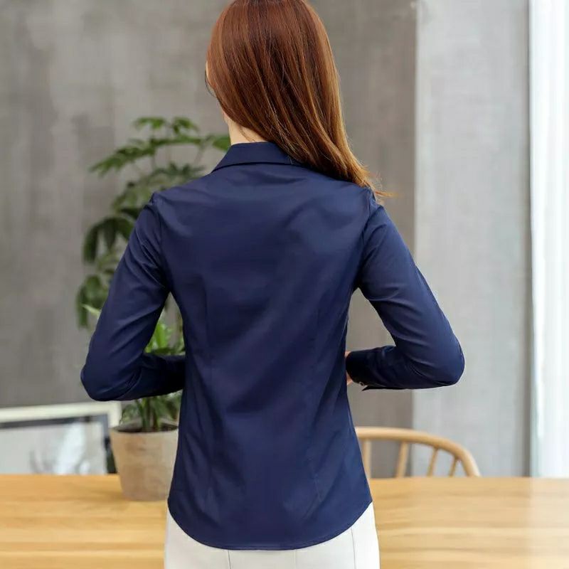 Kemeja formal panjang wanita biru dongker/navy