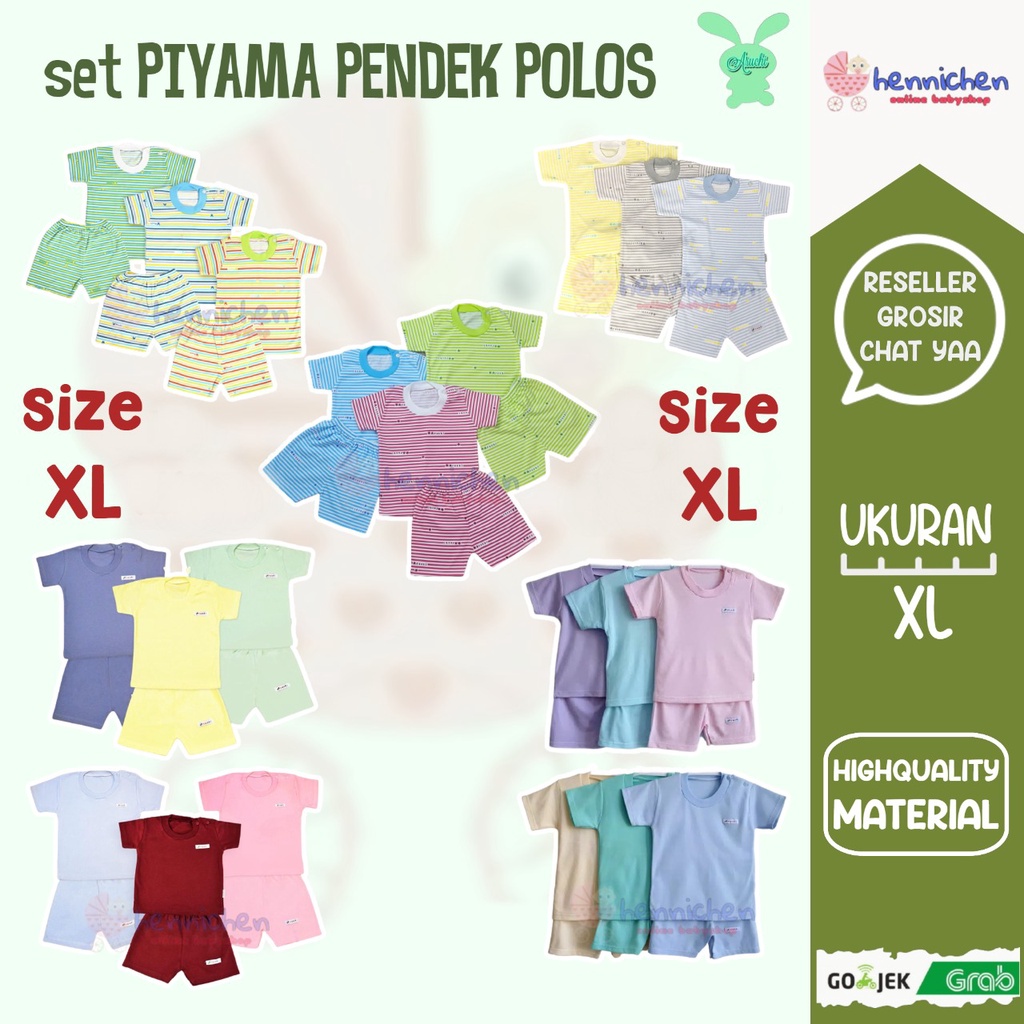 PROMO SETELAN PIYAMA ARUCHI POLOS PENDEK &quot; BOY GIRL &quot; XL ( 12-18 Bulan ) BAJU ANAK BAJU BAYI