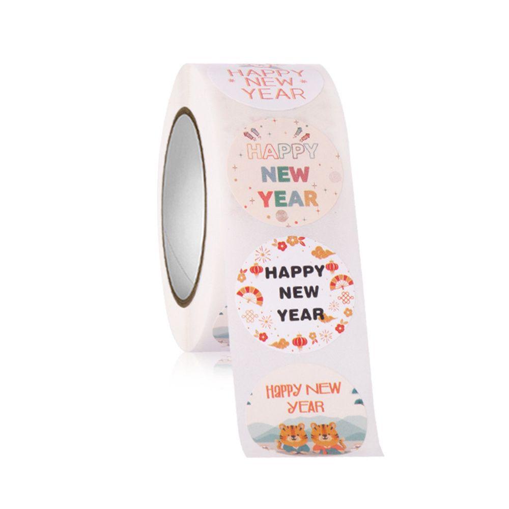 500pcs / roll Stiker Label Desain Happy New Year Untuk Dekorasi Rumah|Stiker Festival Musim Semi