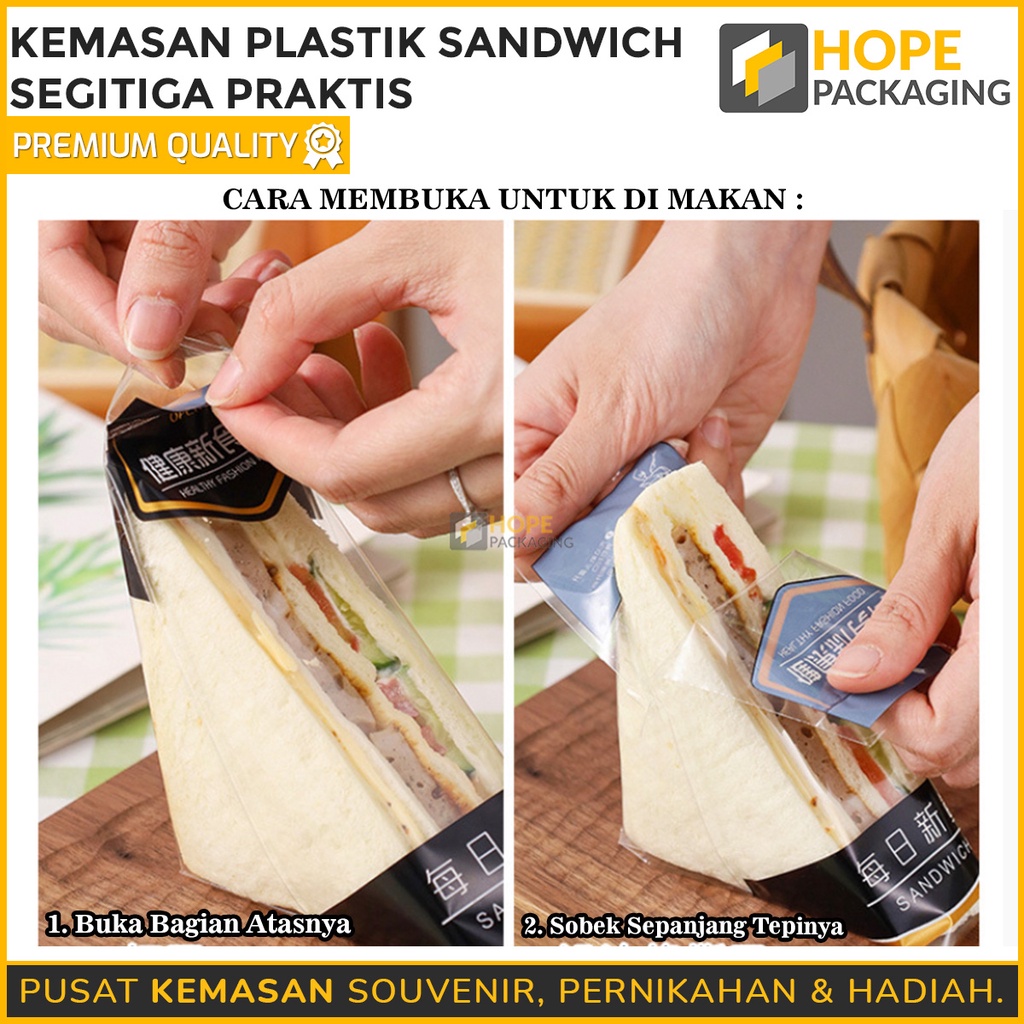 [Harga / 20 pcs] Kemasan Plastik Sandwich Segitiga Praktis / Plastik Roti Sandwich / Plastik Wrap Roti / Sandwich Bentuk Segitiga