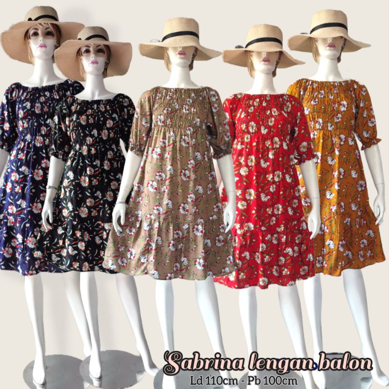 Dress Sabrina Terbaru | Daster Busui Kerut Dada