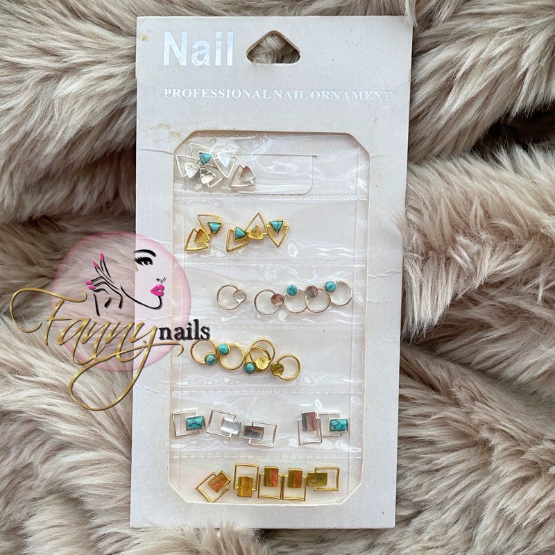 nail stones swarovski green marble nailart hiasan metal gold round square mix shape