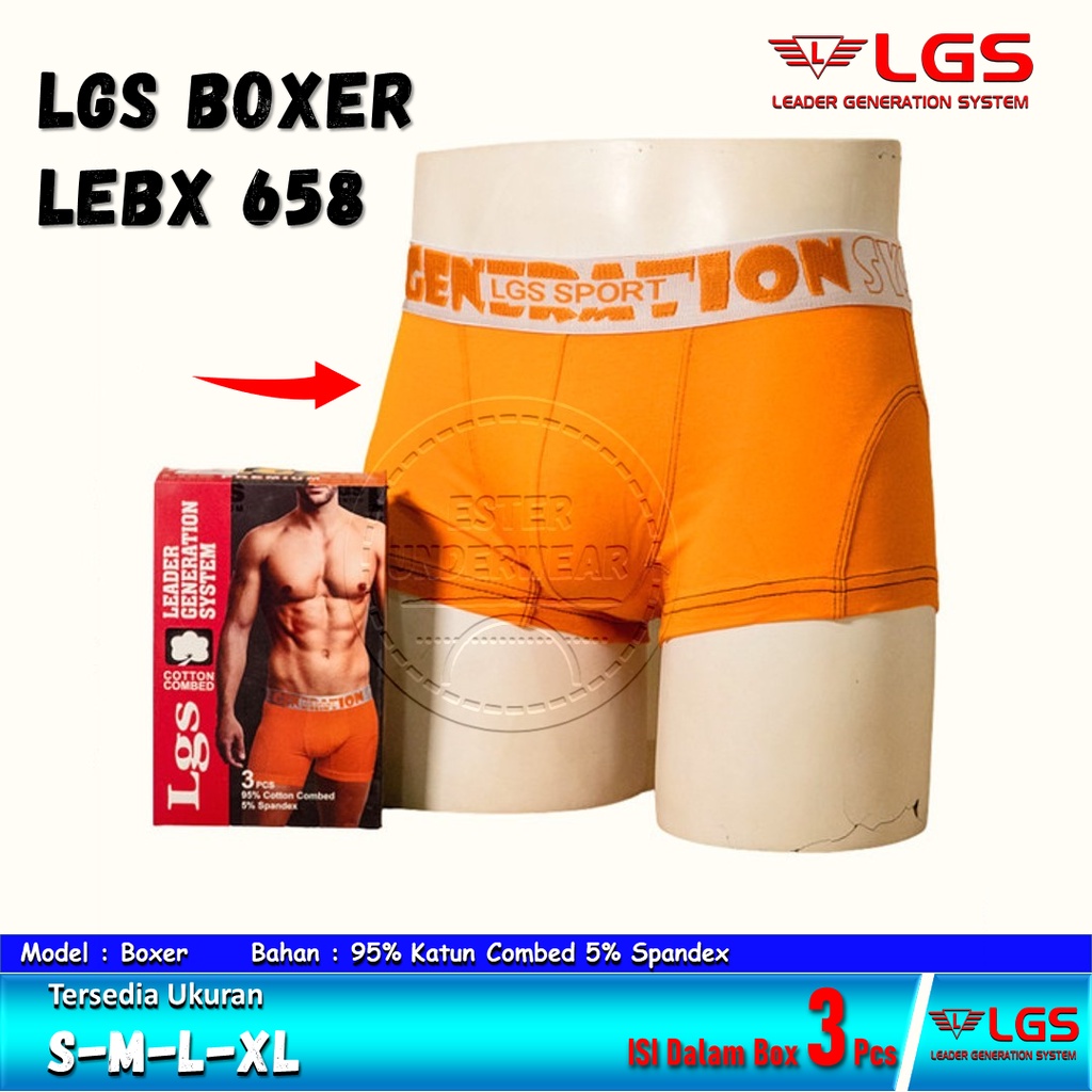 Celana Boxer Pria LGS 658 ISI 3Pcs|Celana dalam LGS Premium