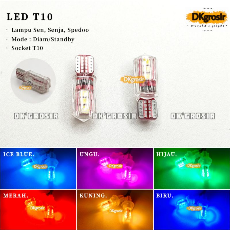 Lampu LED T10 Crystal Superbright - AC DC Mode Standby Diam - Lampu sign sen , senja , spedoo