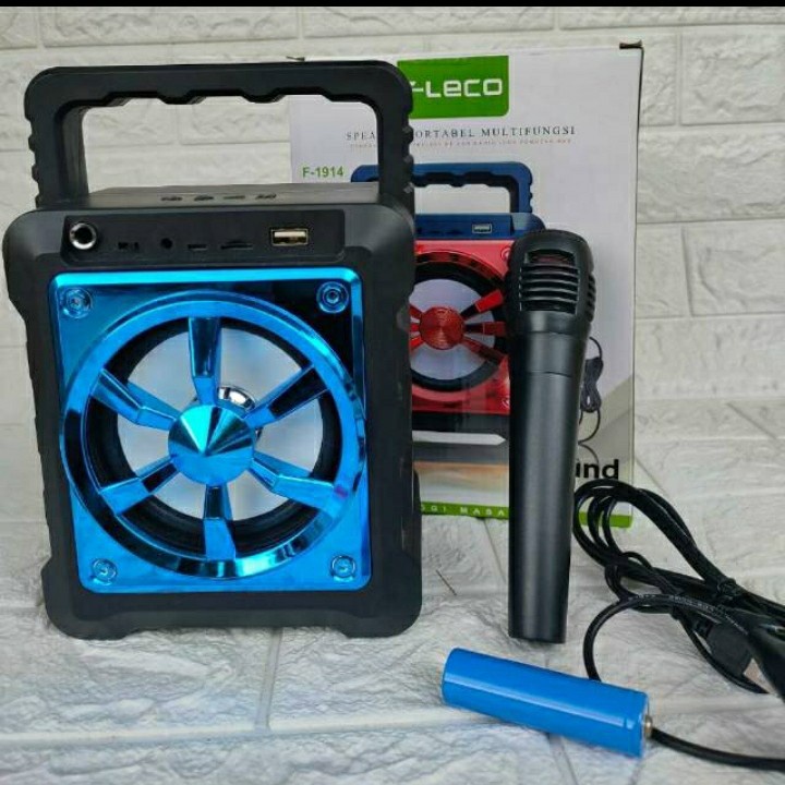 speaker bluetooth portable fleco f-1914 free mic dan suara kencang