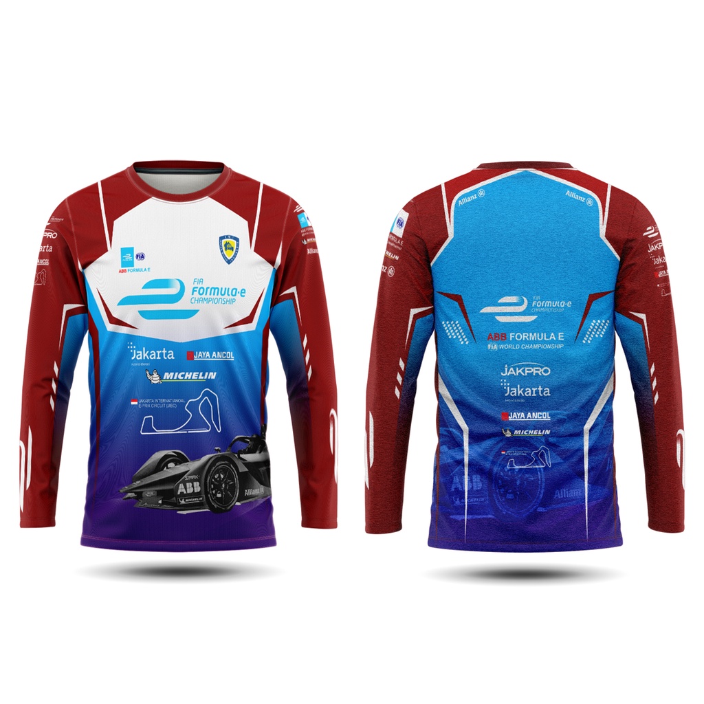 Fikastore - Kaos Balap Pria Design Formula E Lengan Panjang FullPrint