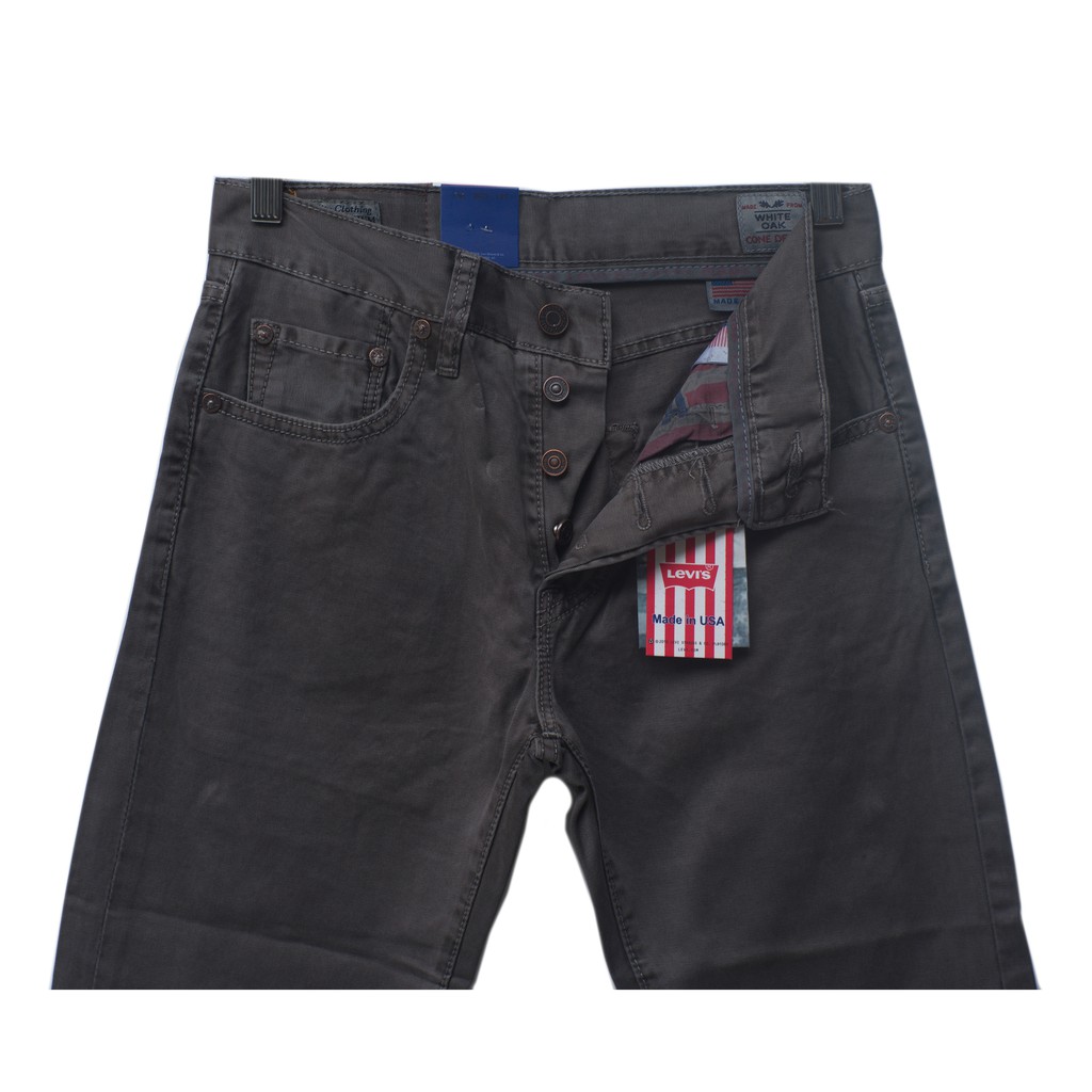 Levis 501 USA - Celana Panjang Pria - Bahan Kanvas Dark Grey