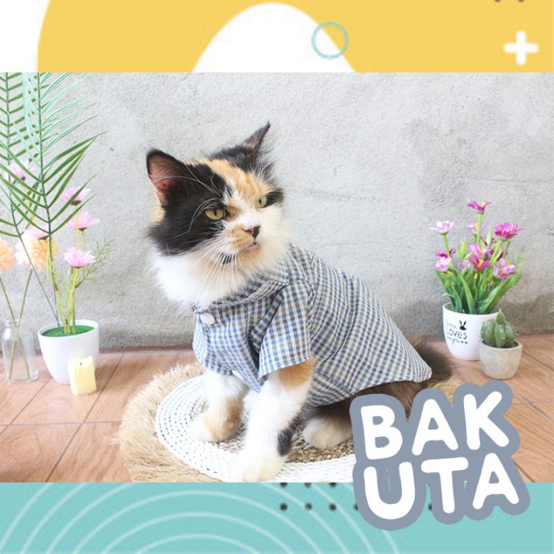 Kemeja kotak-kotak pak RT untuk kucing dan anjing / baju kucing murah size S-XL