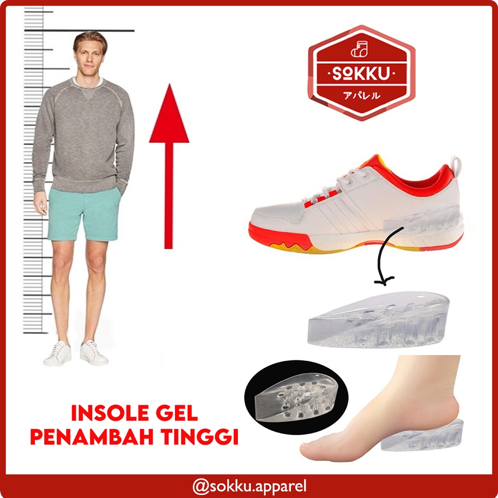 Bantalan Silikon Gel Sol Sepatu Penambah Tinggi Peninggi Badan Unisex
