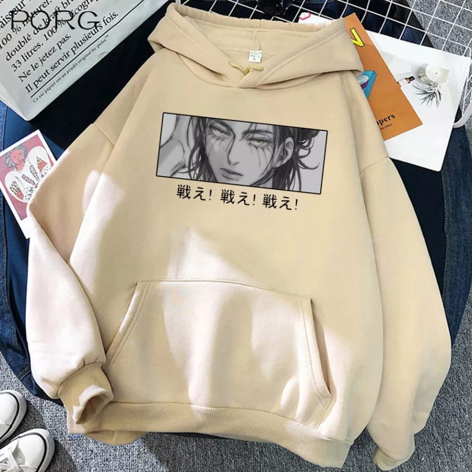 ANIME HOODIE UNISEX EREN JAEGER /// JUMPER FLEECE TEBAL KEKINIAN TERBARU''