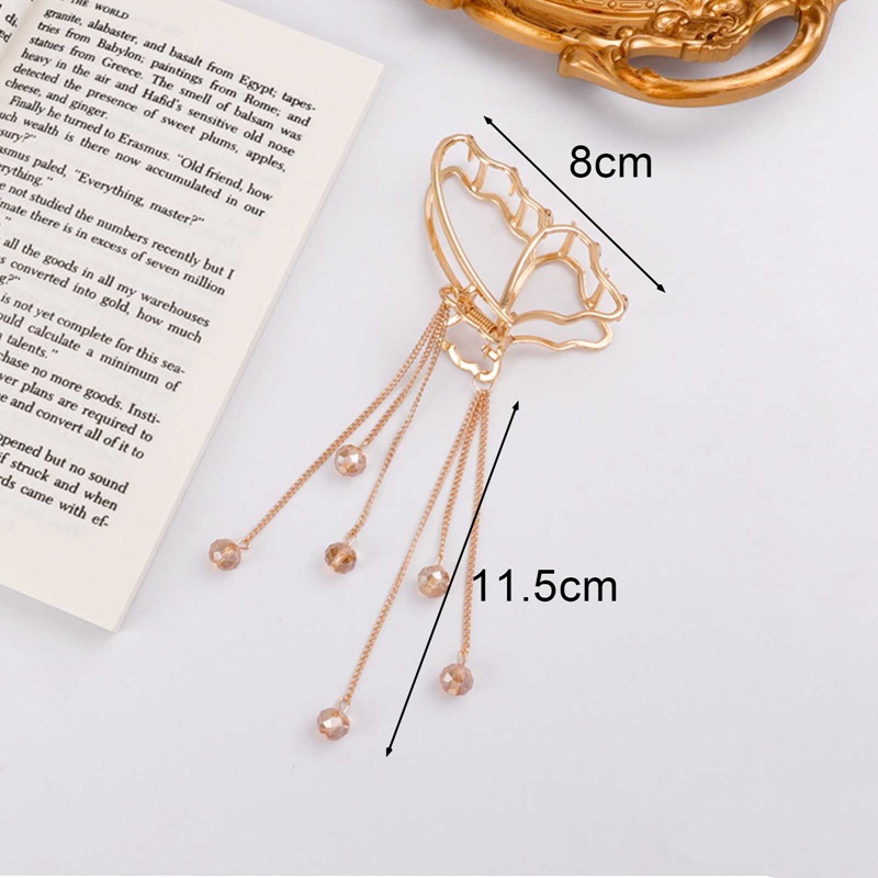 Jepit Rambut Bentuk Kupu-Kupu Geometris Warna Emas Gaya Vintage Untuk Wanita