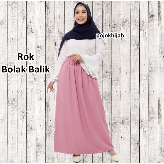 TERMURAH Rok wolfis bolbal panjang &amp; Tidak nerawang / Rok Bolak Balik Wolfis