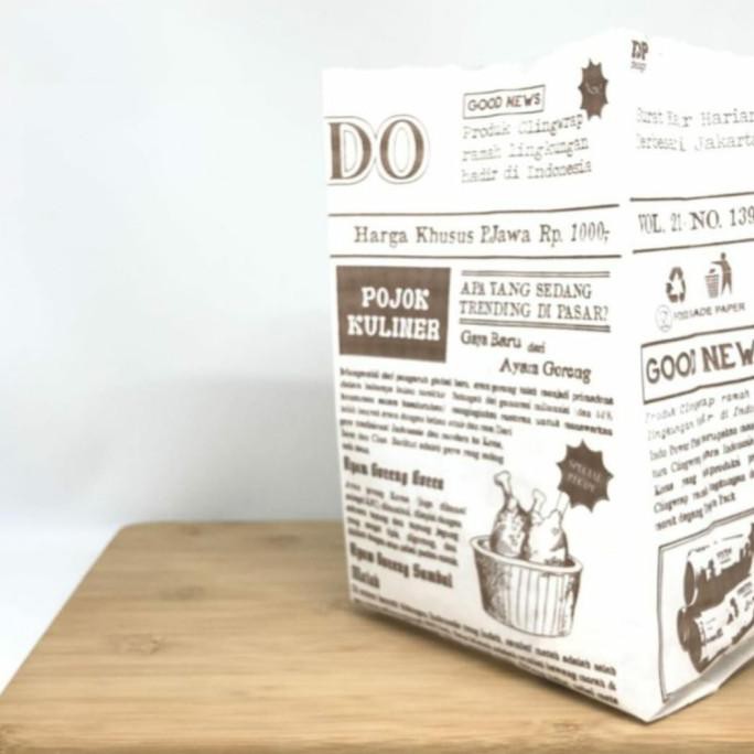 

DISKON Paper Bag/Kantong Kertas(M)-Kentang/Roti/Fried Chicken/Snack - Newspaper ready