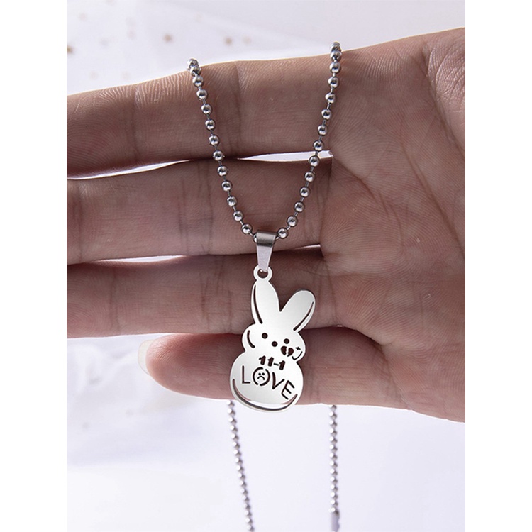 Kalung Rantai Klavikula Liontin Kelinci Ruffian Bahan Stainless Steel Untuk Pria Dan Wanita