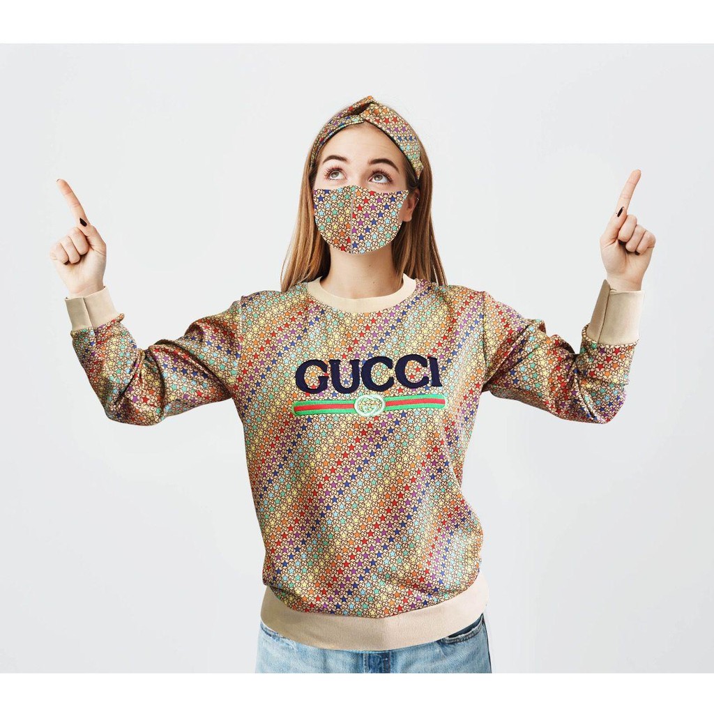 SET MASKER BANDANA SWEATER SCUBA GUCCI STARS - IMPORT PREMIUM BEST SELLER ORIGINAL HIGH QUALITY