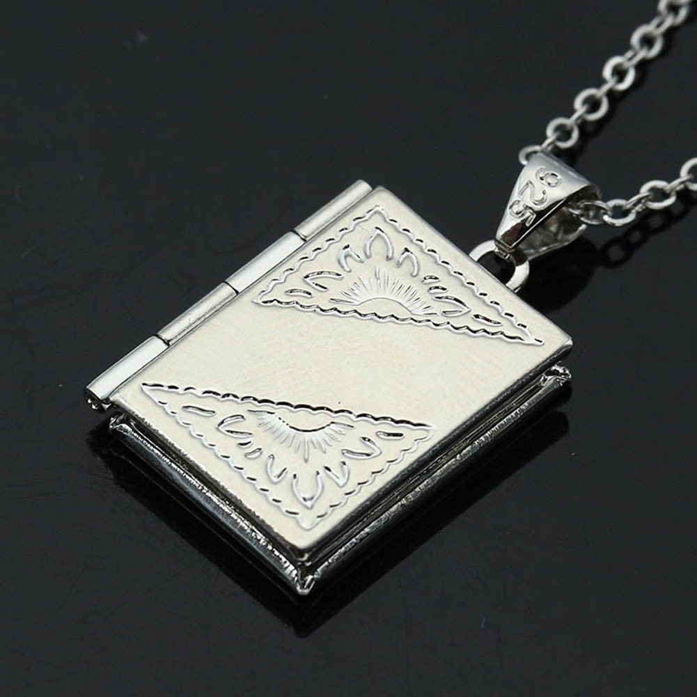 925 Sterling Silver Locket Box Photo Frame Necklace