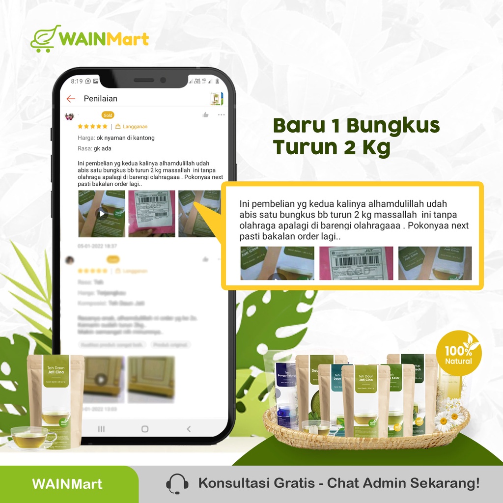 Slimming Tea Teh Pelangsing Teh Celup Daun Jati Cina Herbal Pelangsing Alami dan Peluntur Lemak Terampuh