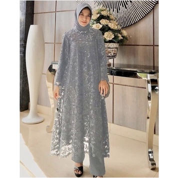 Baju Setelan Brukat Wanita Lebaran Terbaru 2022 Set Tunik Asteria Model Kekinian Trendy Modis Syari 