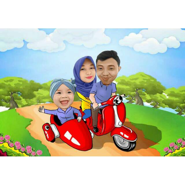 Gambar Kartun Lucu Naik Vespa